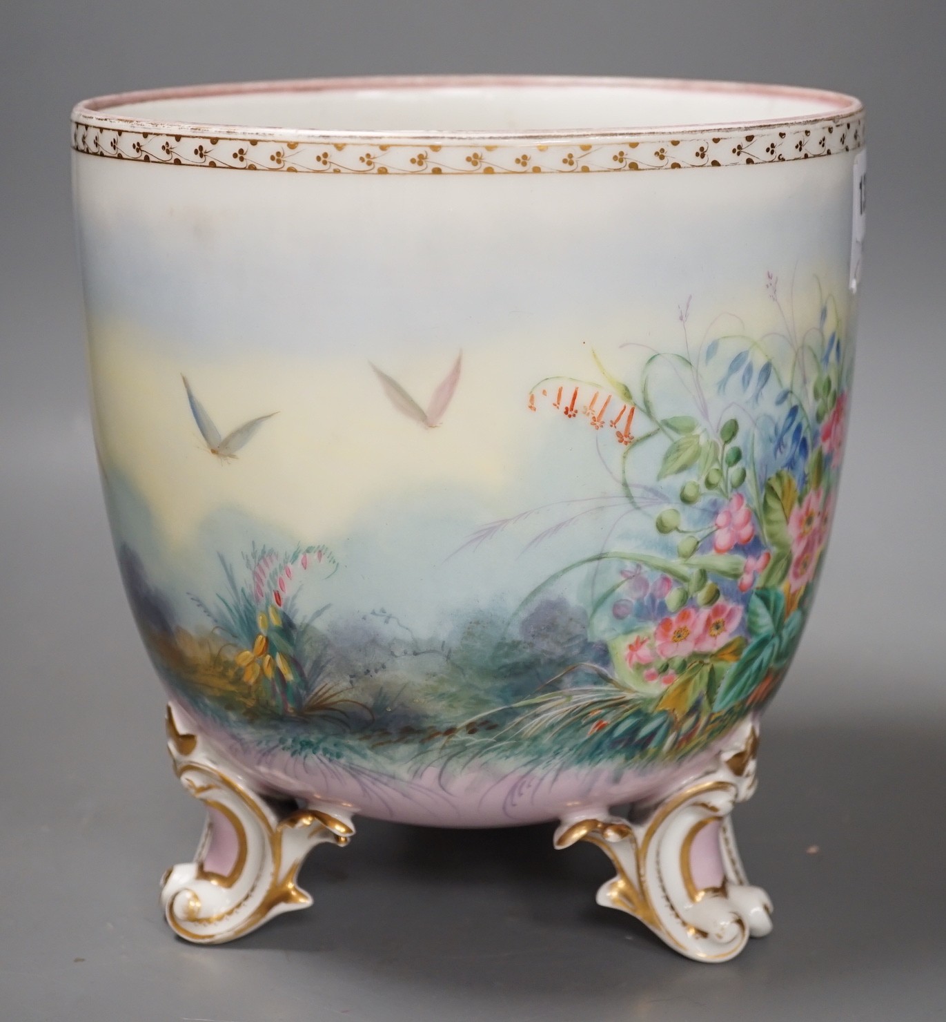 A French porcelain landscape painted jardiniere, 23cm